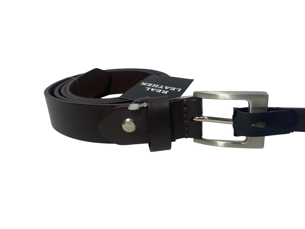 Mens 100% Full Grain Leather 1" (25mm) Wide Belt Brown Medium 32-35"