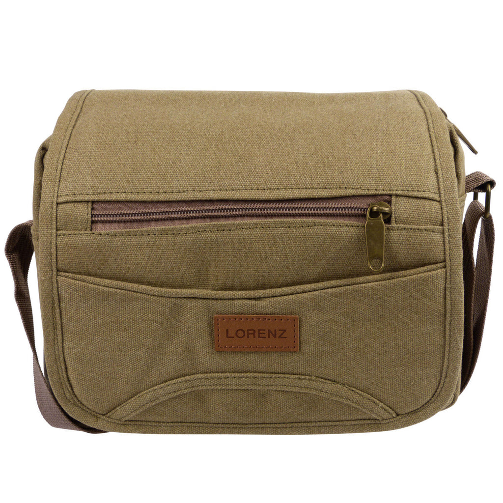 Lorenz Unisex Small Canvas Cross Body Travel Utility Bag Adjustable Strap
