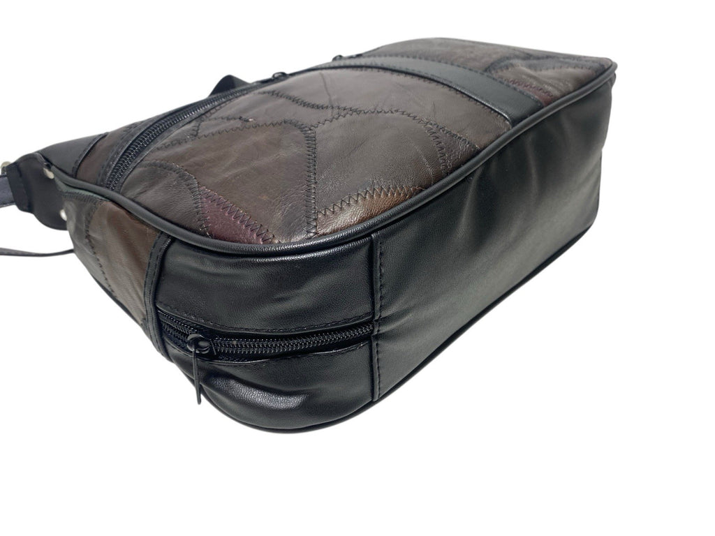 Lorenz Patchwork Leather Twin Top Leather Handbag Shoulder Cross Body Bag New