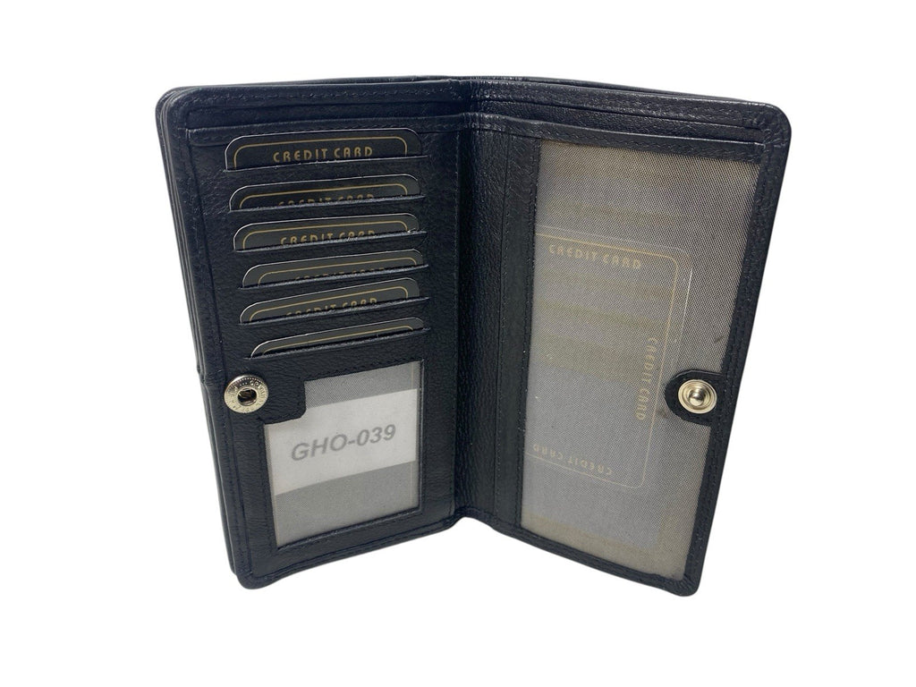 Ladies Real Leather Bifold Purse Credit Card Notes Coins With Multiple Sections