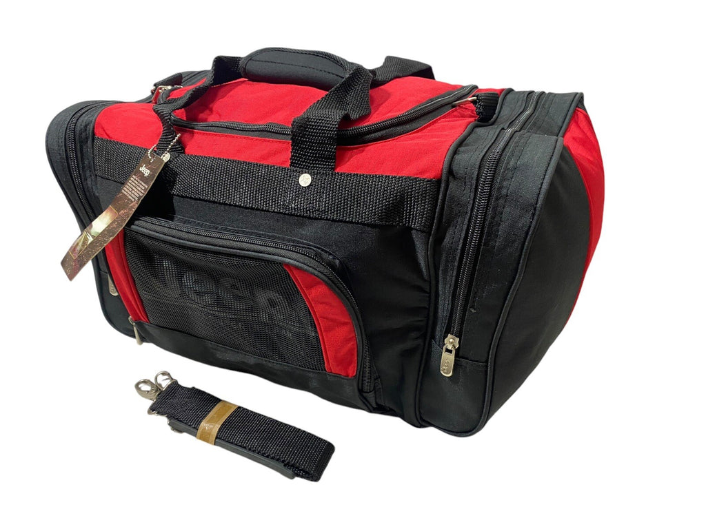 Jeep 24" Holdall Gym Sports Weekend Duffel Travel Bag Black/Red New
