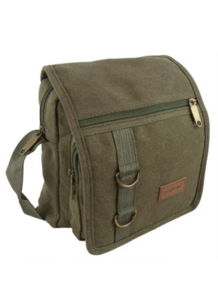 Lorenz Unisex Multi Purpose Small Canvas Cross Body Shoulder Travel Utility Bag