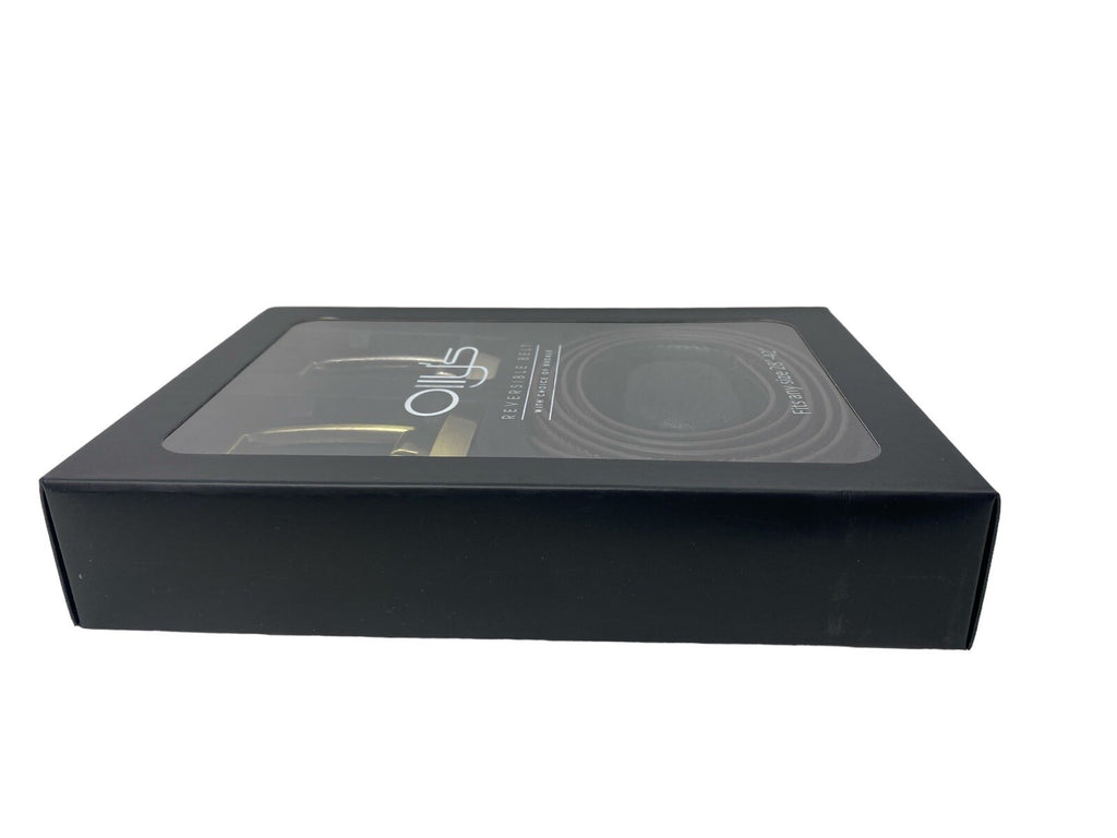 Ollys Mens Real Leather Reversible Belt With 2 Buckles Fits 28"- 42" Gift Box