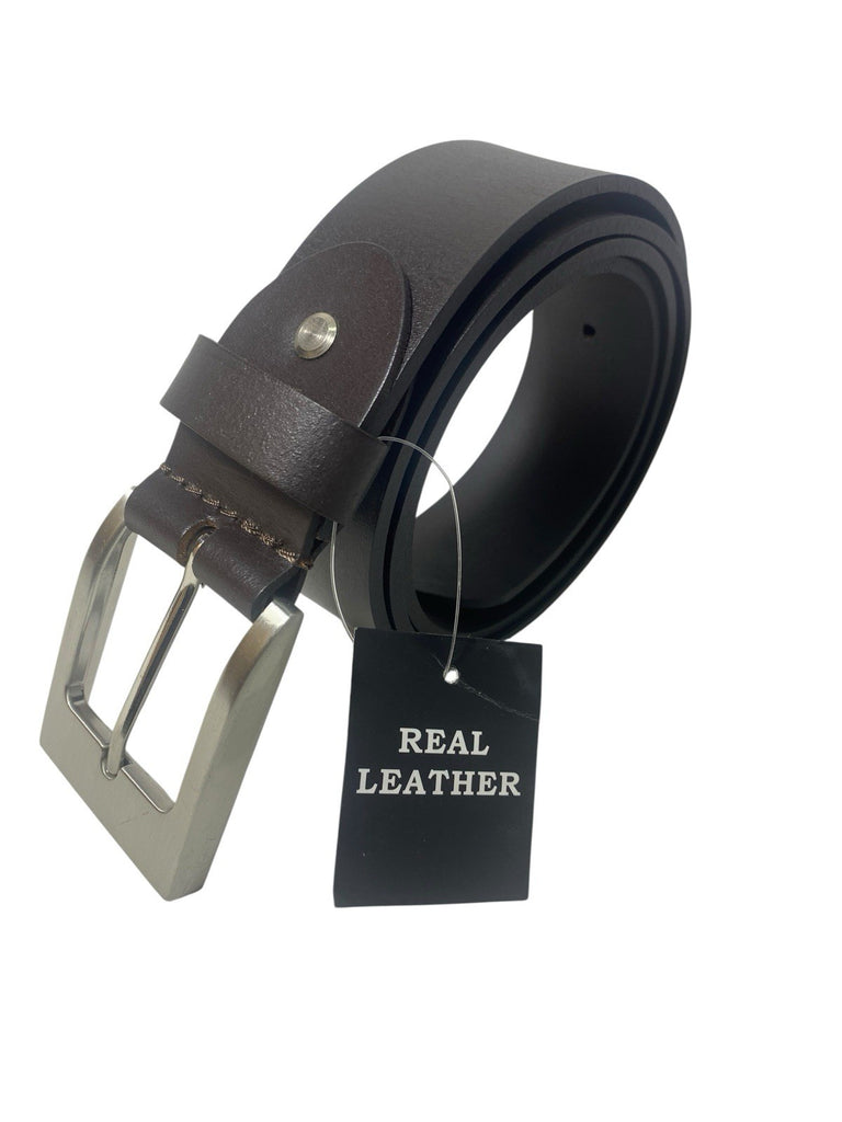 Mens 100% Full Grain Leather 1.5" (38mm) Wide Belt Brown XL 40-44" New