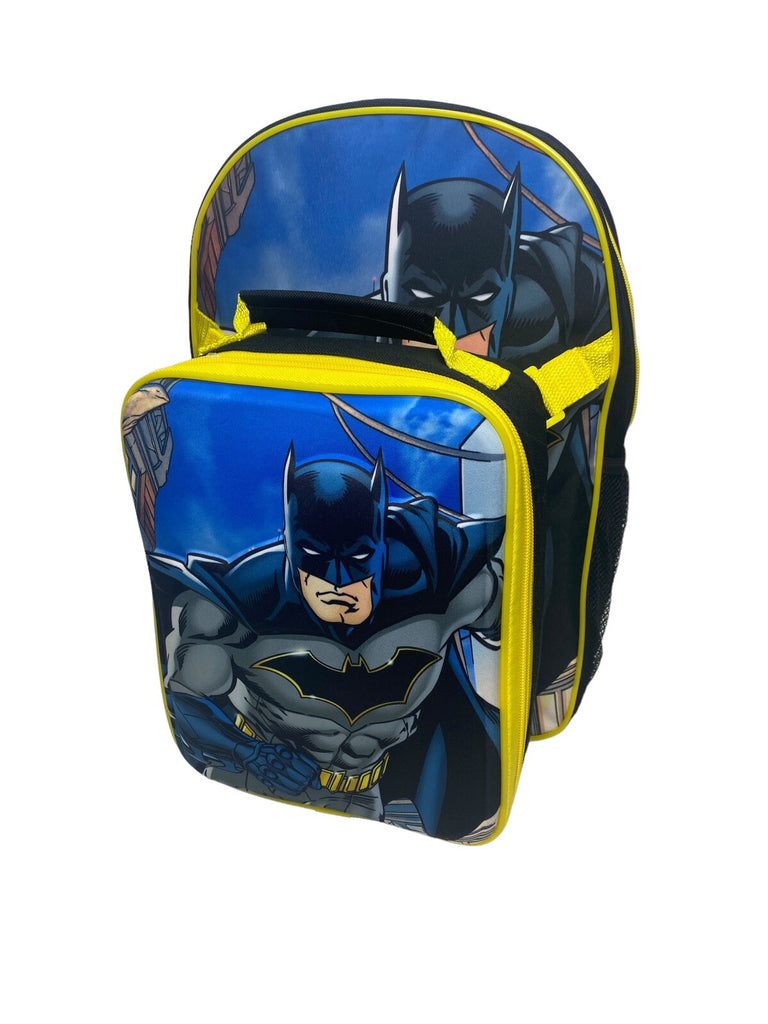 Batman Backpack With Lunch Bag For Kids Matching 2 Piece School Bag Set