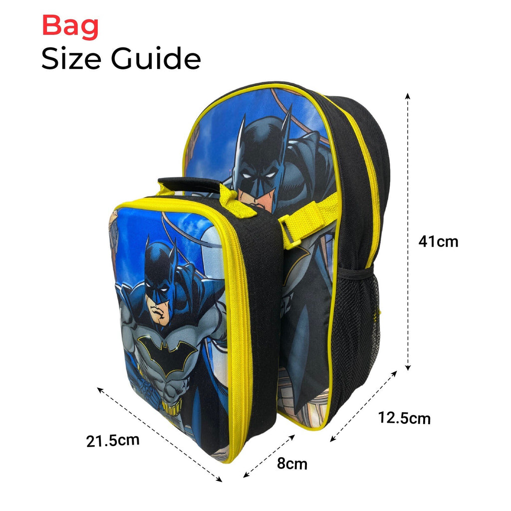 Batman Backpack With Lunch Bag For Kids Matching 2 Piece School Bag Set