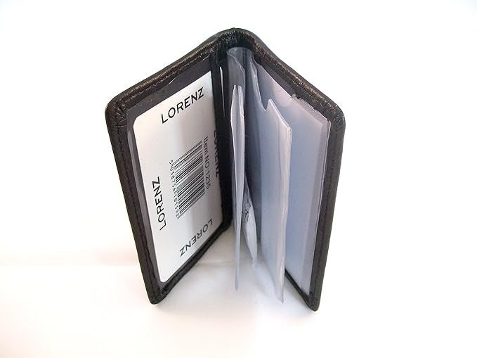Lorenz Unisex Genuine Soft Leather Credit Card Holder Wallet Bifold Black New