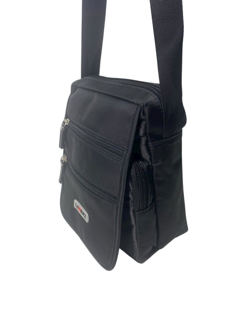 Lorenz Unisex Nylon Travel Bag Multiple Zipped Pockets & Adjustable Strap New