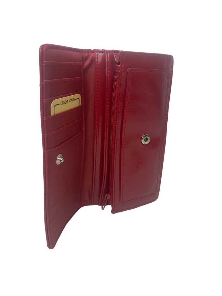 Lorenz Ladies Quilted Patent Purse Credit Card Wallet  Notes Coins Clutch New