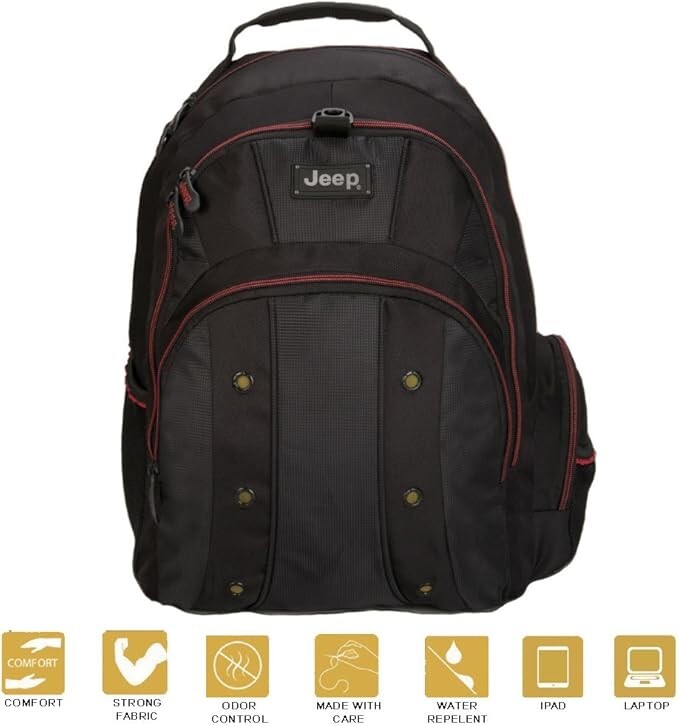 Jeep Mens Premium  16" Laptop School College Business Travel Backpack  Bag