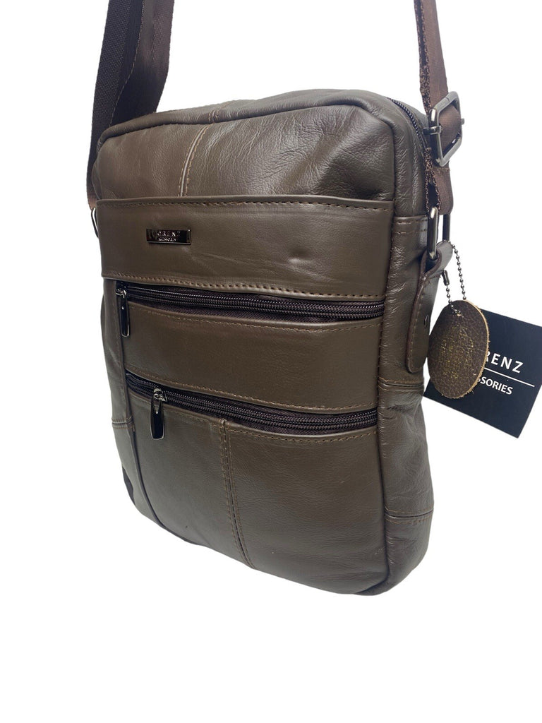 Lorenz Real Leather Unisex Casual Cross Body Bag Shoulder Bag Messenger Bag