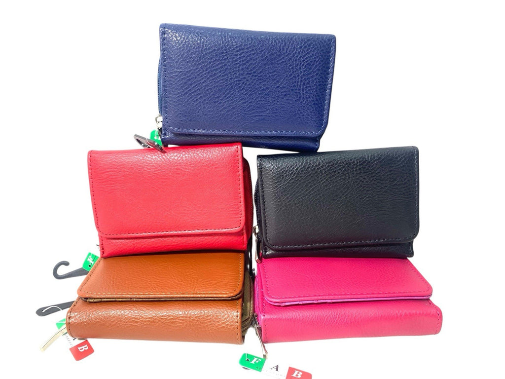 Ladies Trifold Faux Leather Zip Around Coin Notes Credit Card Purse New