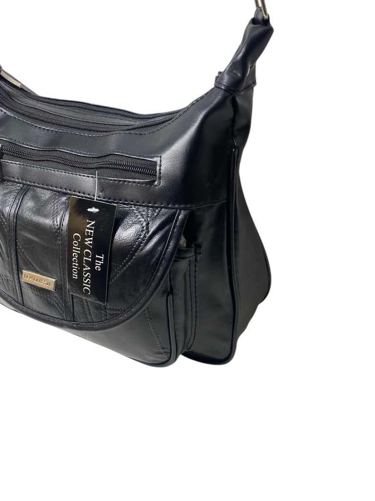 Ladies Womens Patchwork Leather Handbag Shoulder Cross Body Bag Multiple Zip