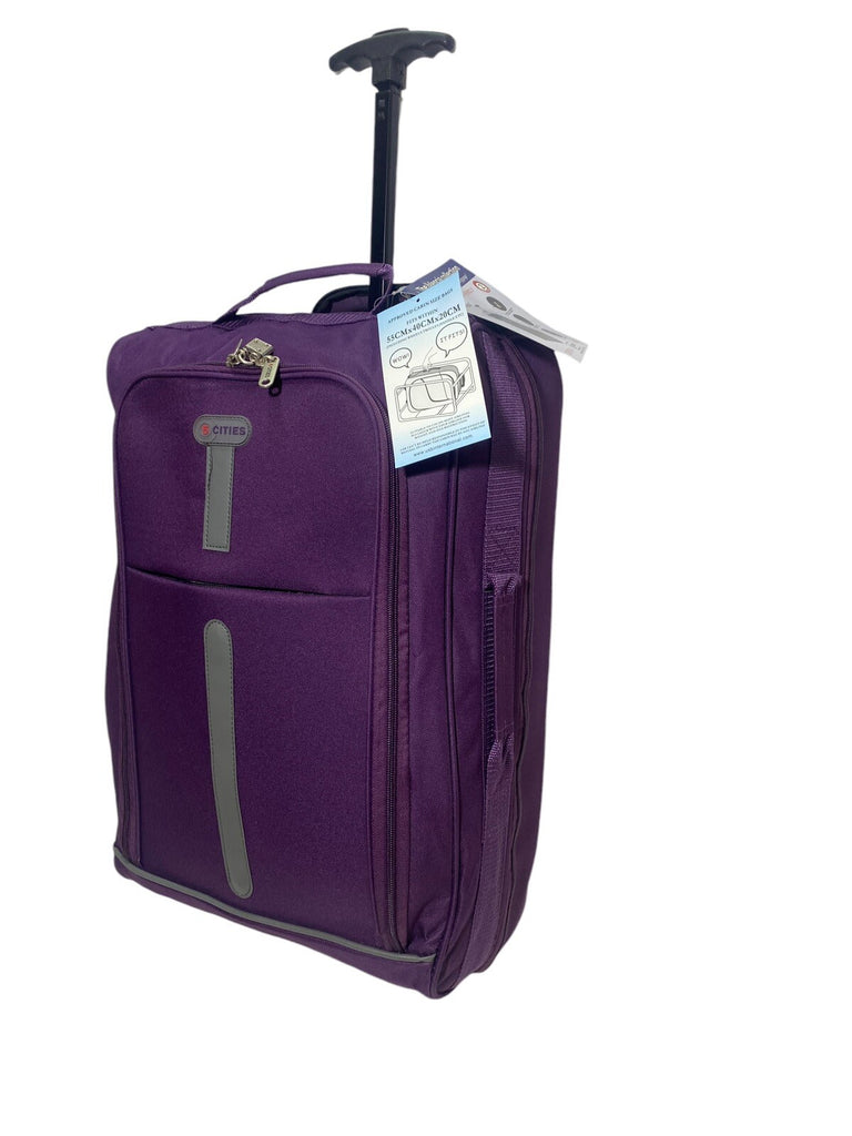 5 Cities 21" 55cm Carry On Lightweight Travel Wheeled Cabin Trolley Bag 42L New