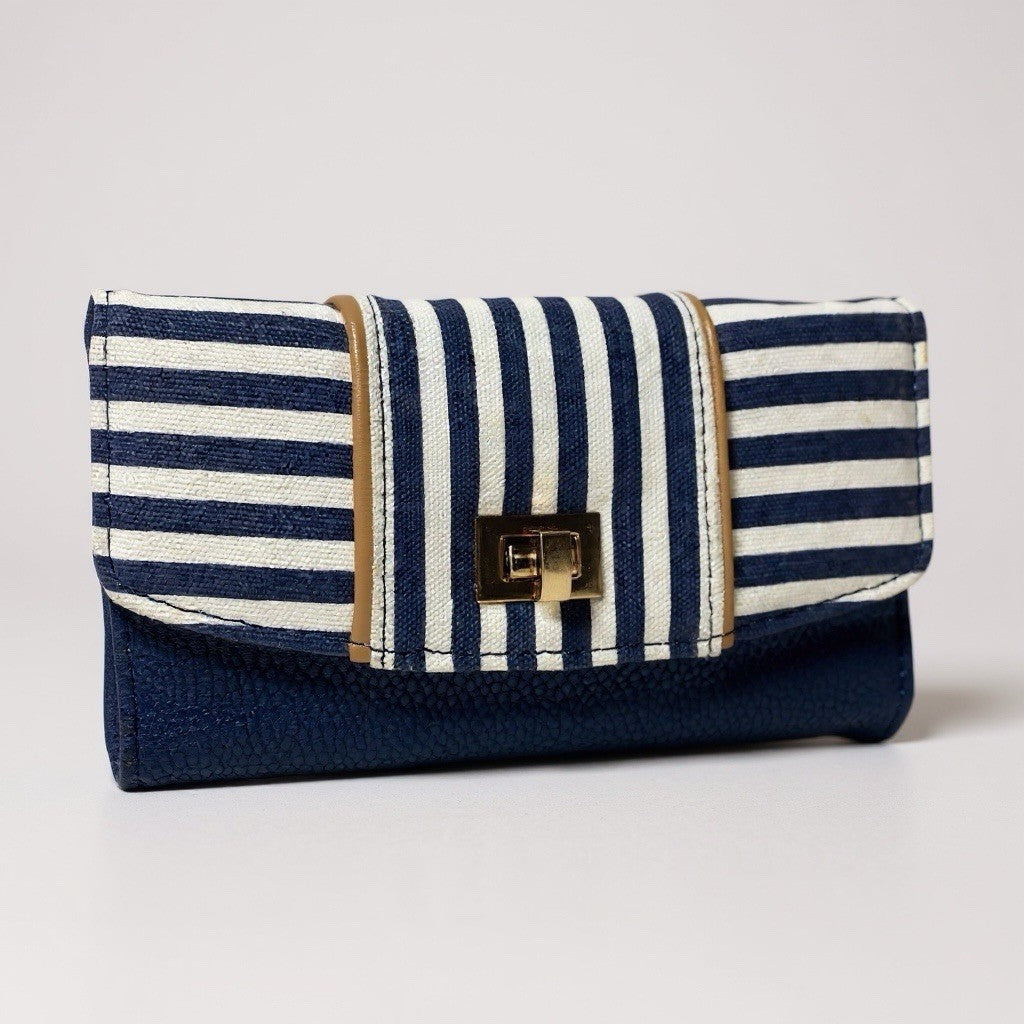 Fabretti Ladies Envelope Purse Striped Clutch Coin Credit Card Wallet New