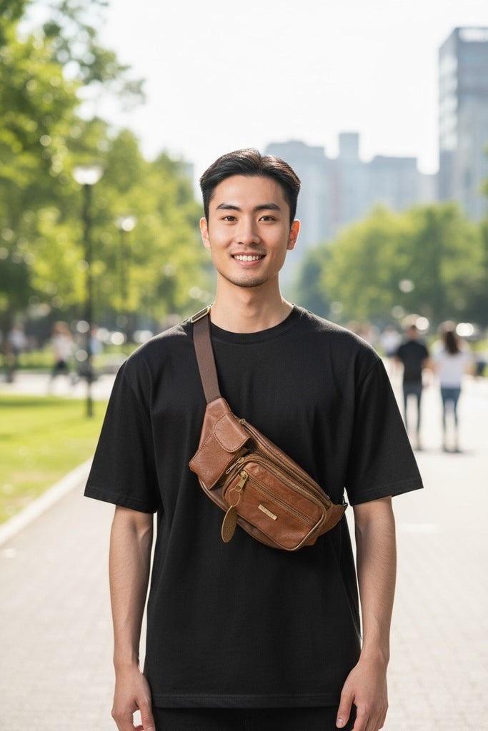 Lorenz Soft Leather Unisex Bum Bag Fanny Pack Money Belt Pouch Waist Travel New