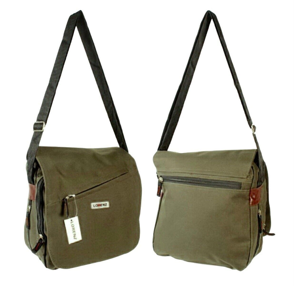 Lorenz Unisex Canvas Cross Body Travel Multi Zip Utility Bag Adjustable Strap
