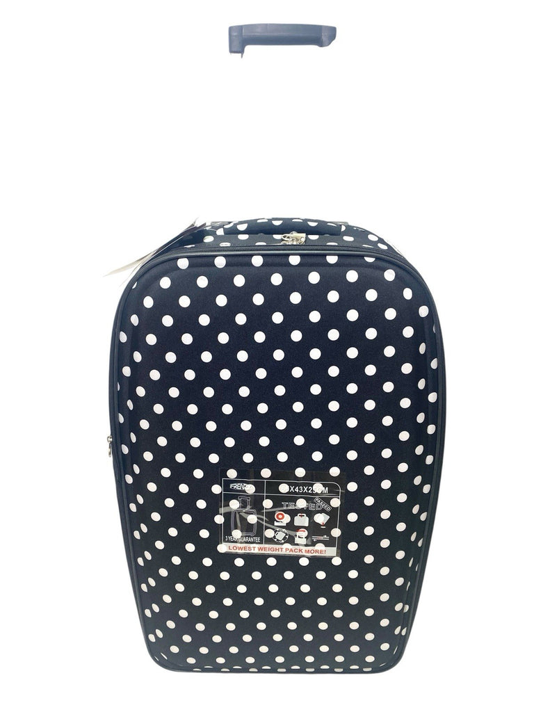 Frenzy Polka Dot 3 Piece Suitcase Set Wheeled Bag  21" 26" 29"  Black 2 Wheeled