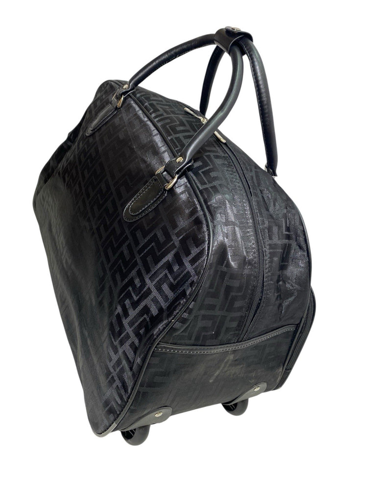 Unisex Black Frenzy Design Travel Holdall Wheeled Bag Fashion Hand Luggage New