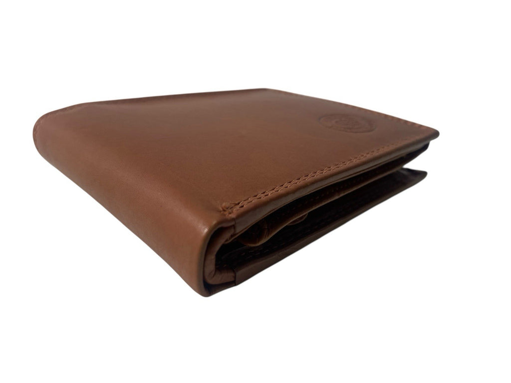 London Leather Goods Soft Leather Mens TriFold Wallet Coins Notes Credit Cards