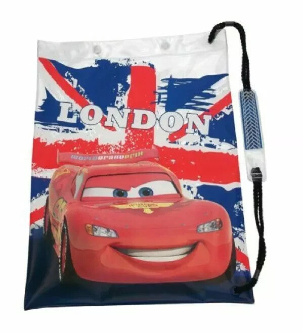 Disney Pixar Cars London Souvenir Gift Boys Kids Pvc Swim Drawstring Bag New