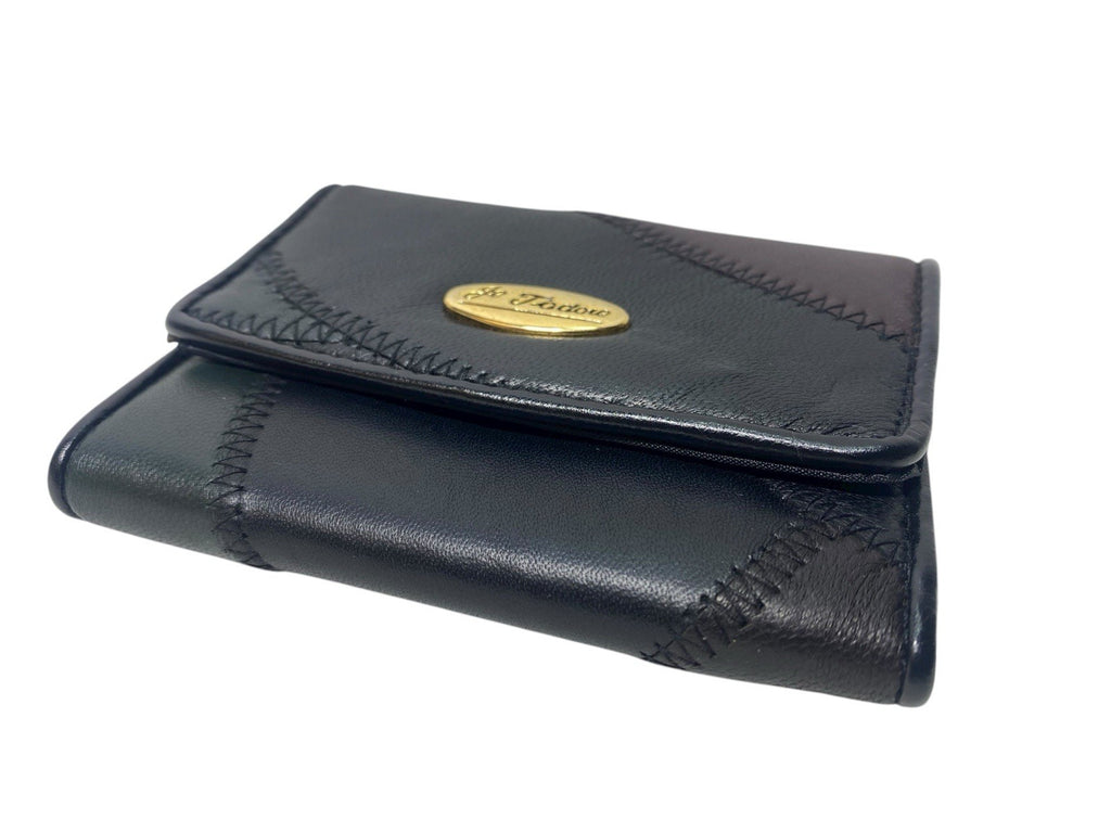 Je Tadore Patch Leather Trifold Purse Multiple Compartments and Slots New