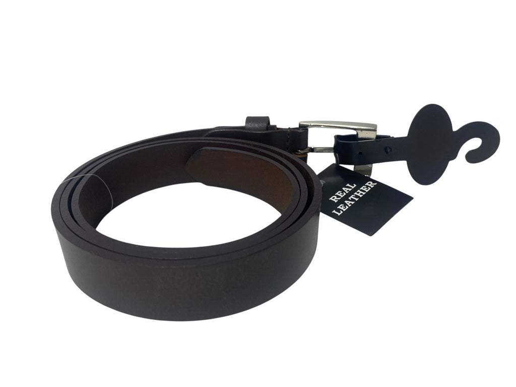 Mens 100% Full Grain Leather 1" (25mm) Wide Belt Brown Medium 32-35"