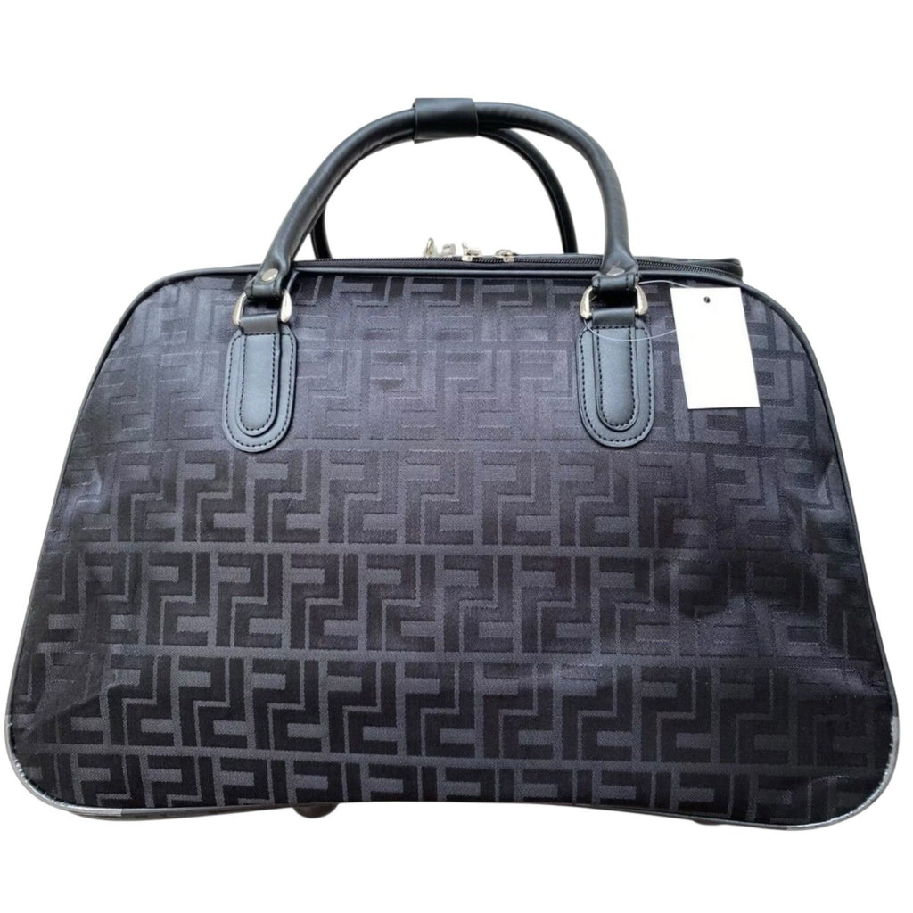 Unisex Black Frenzy Design Travel Holdall Wheeled Bag Fashion Hand Luggage New
