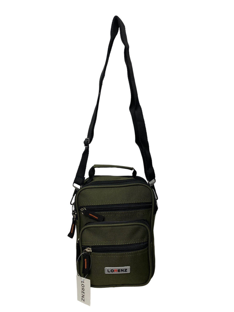 Lorenz Unisex Canvas Travel Bag Multiple Zipped Pockets & Adjustable Strap Green