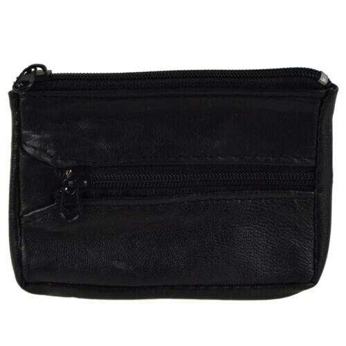 Mens Womens Soft Sheep Napa Black Leather Key/Coin Purse by Lorenz With Key Ring