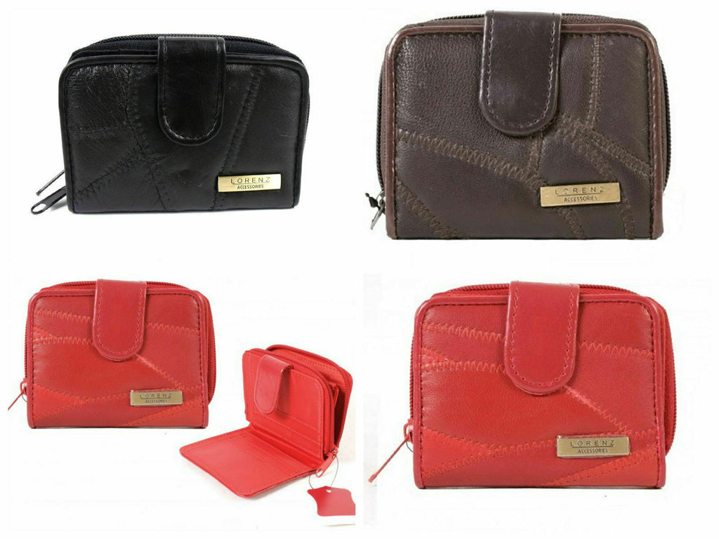 Lorenz Ladies Small Soft Leather Patchwork Credit Card Purse Wallet New