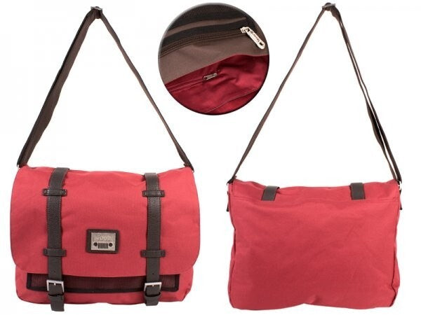 Jeep Unisex Vintage Courier Messenger Shoulder Satchel Work College Bag Red