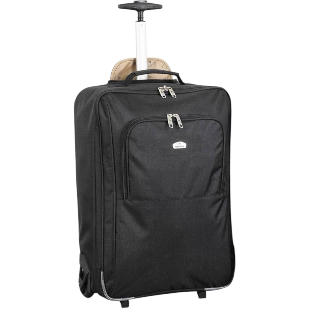 Aerolite 26" Collapsible Stowaway Trolley Suitcase Wheeled Bag Unisex Black 57L