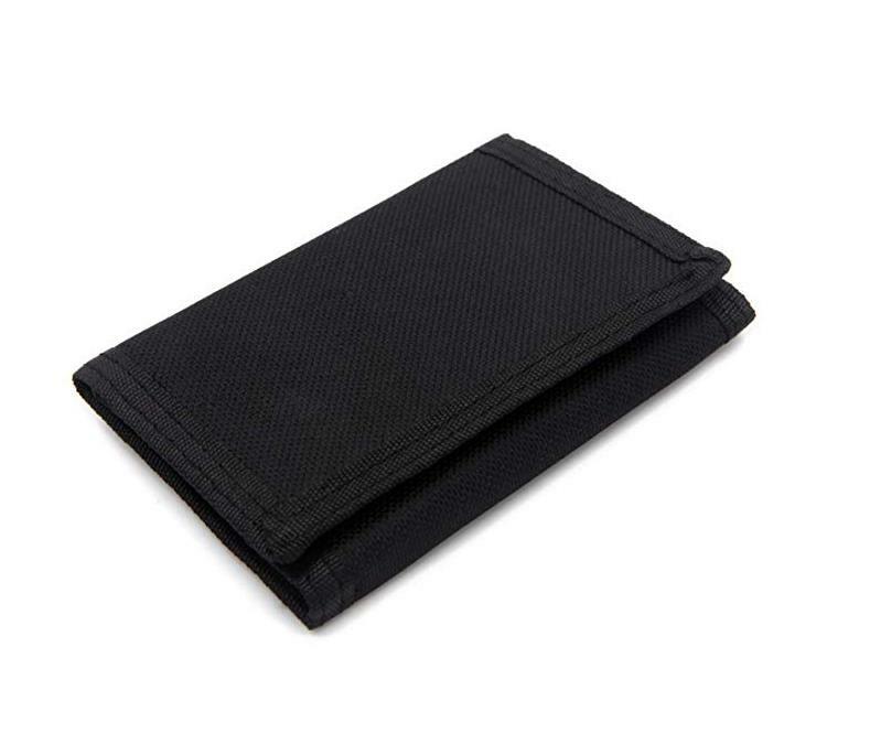 Unisex Sports Trifold Canvas Notes Coins Card Wallet Purse Black New