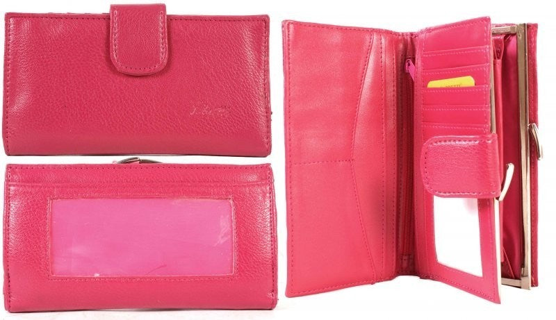 Fabretti Ladies Bifold Faux Leather Clip Top Coin Credit Card Notes Purse New