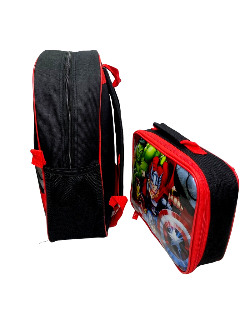 Avengers Backpack With Lunch Bag For Kids Marvel Matching 2 Piece School Bag Set