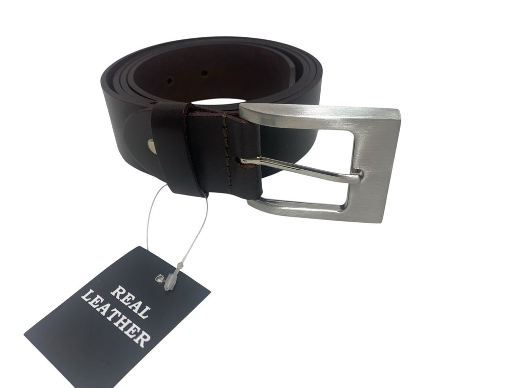 Mens 100% Full Grain Leather 1.5" (38mm) Wide Belt Brown XL 40-44" New