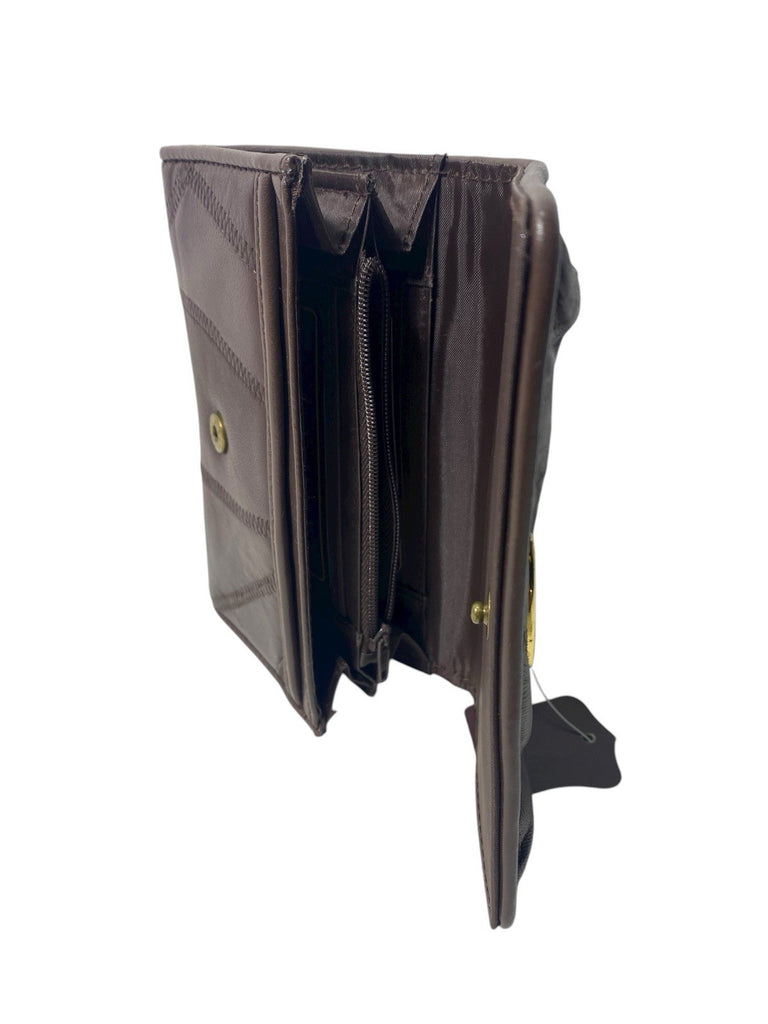 Je Tadore Patch Leather Bifold Purse Multiple Compartments and Slots New