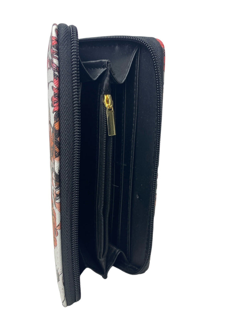 Ladies Designer Style Floral Flower Print Clutch Purse Wallet Card Coin Holder