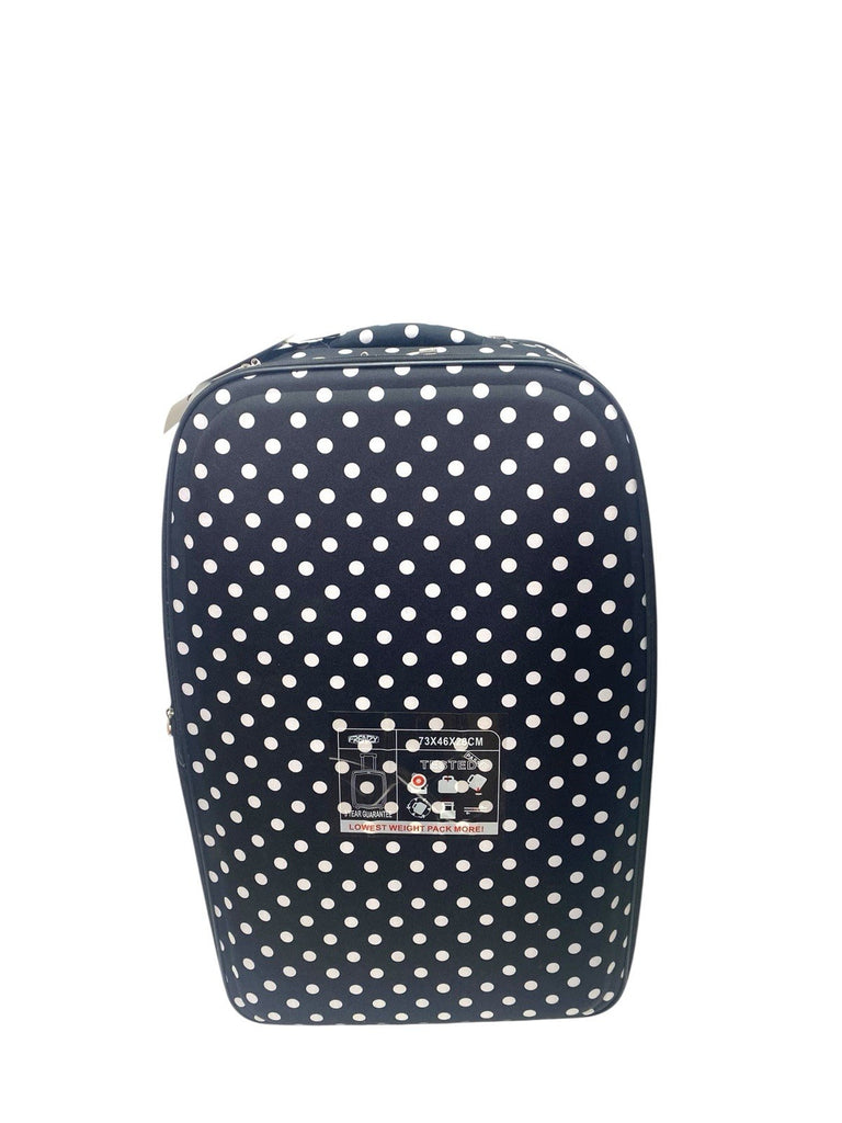 Frenzy Polka Dot 3 Piece Suitcase Set Wheeled Bag  21" 26" 29"  Black 2 Wheeled