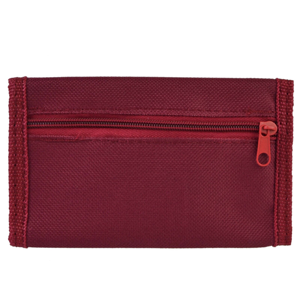 Gents Boys Canvas Wallet Trifold Sports Girls Cycling Running Plain New Burgundy