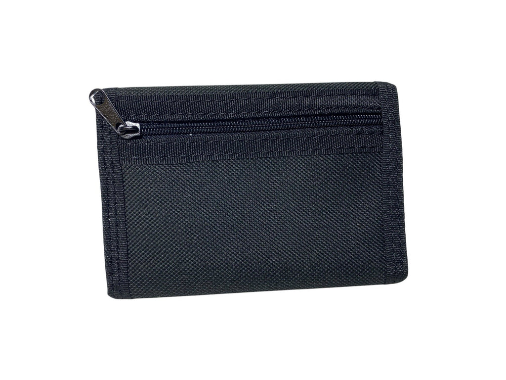 Fabretti Unisex Trifold Strong Canvas Notes Coins Card Wallet Purse Black