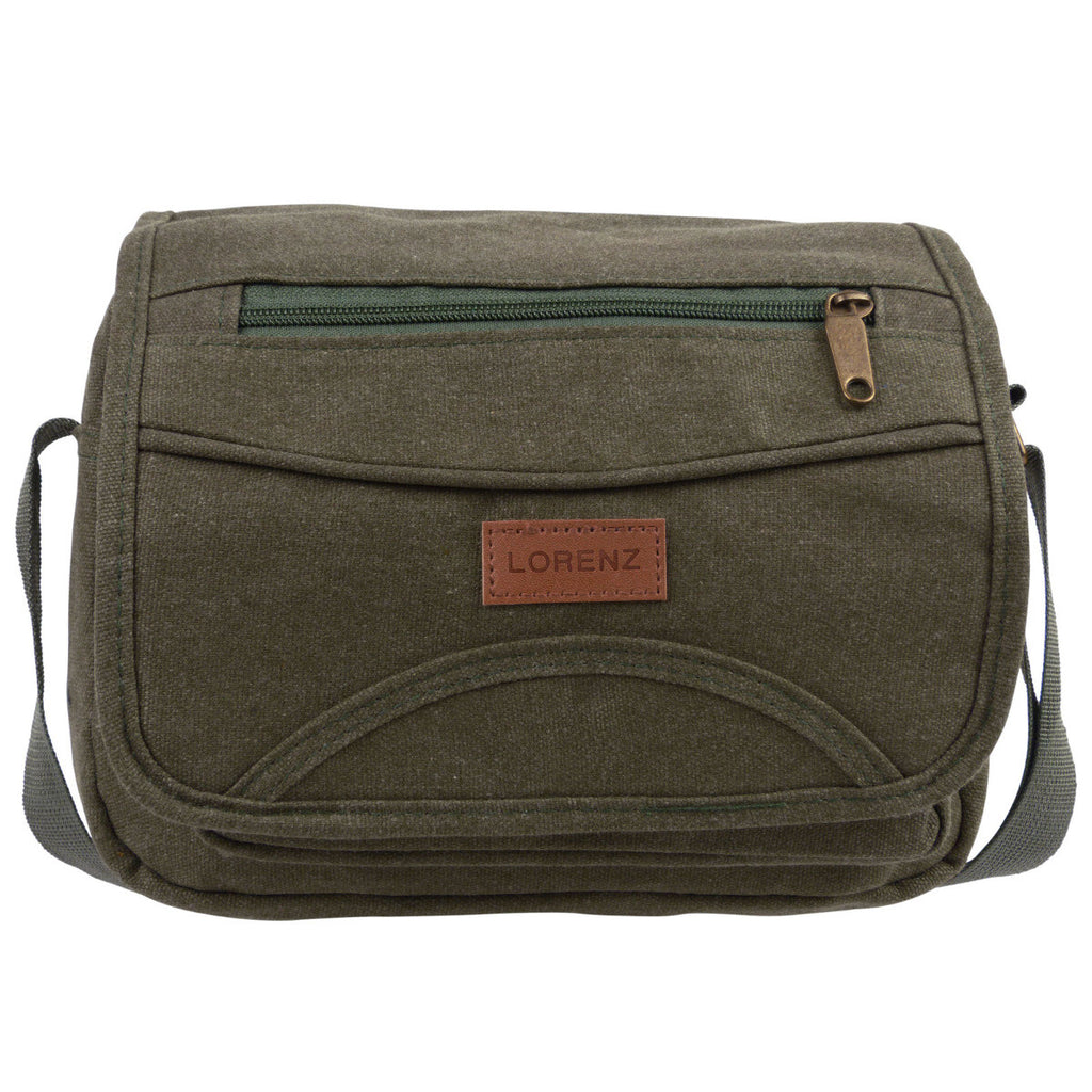 Lorenz Unisex Small Canvas Cross Body Travel Utility Bag Adjustable Strap