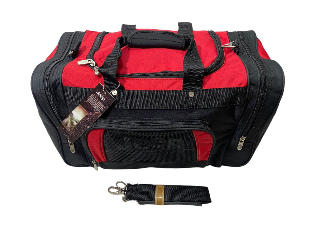 Jeep 24" Holdall Gym Sports Weekend Duffel Travel Bag Black/Red New