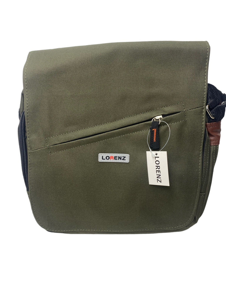 Lorenz Unisex Canvas Cross Body Travel Multi Zip Utility Bag Adjustable Strap
