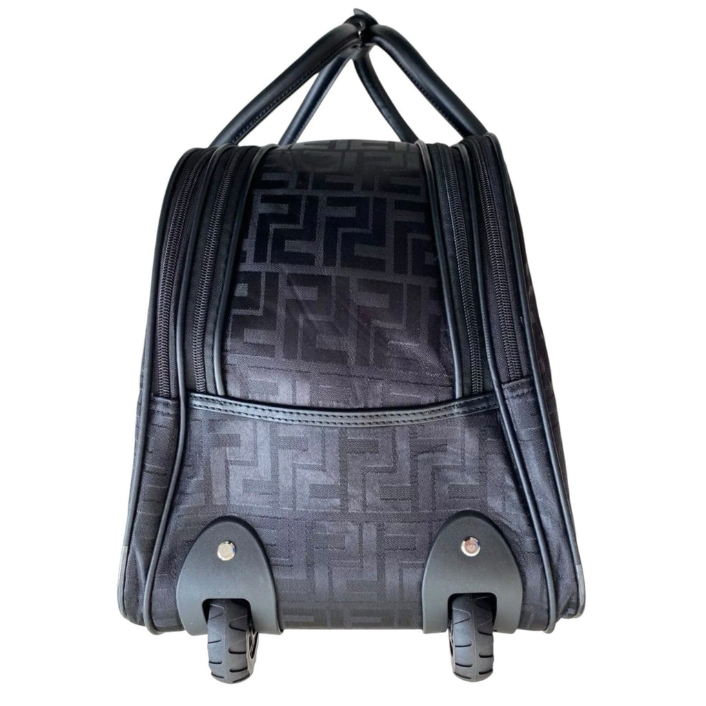 Unisex Black Frenzy Design Travel Holdall Wheeled Bag Fashion Hand Luggage New