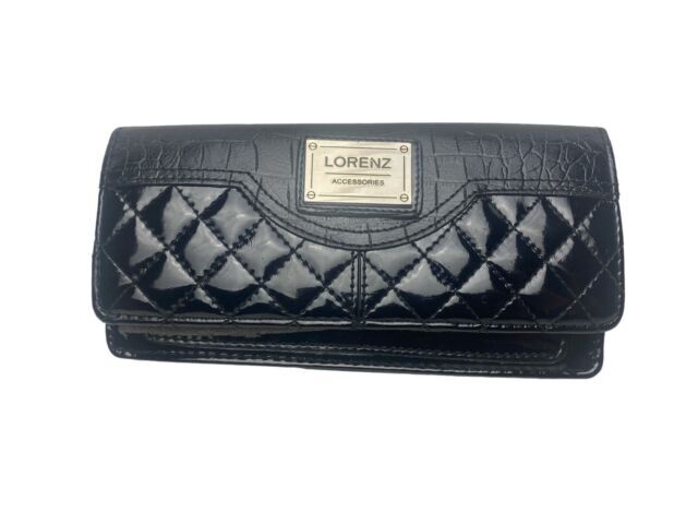 Lorenz Ladies Quilted Patent Purse Credit Card Wallet  Notes Coins Clutch New