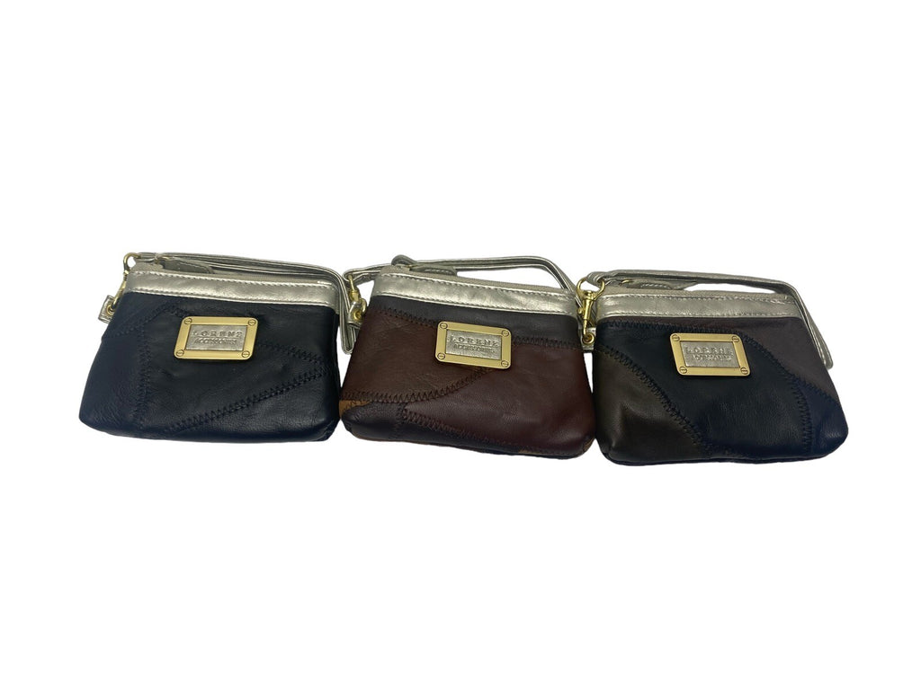 Lorenz Ladies Soft Leather Patchwork Wrist Strap Wallet Zipped Purse
