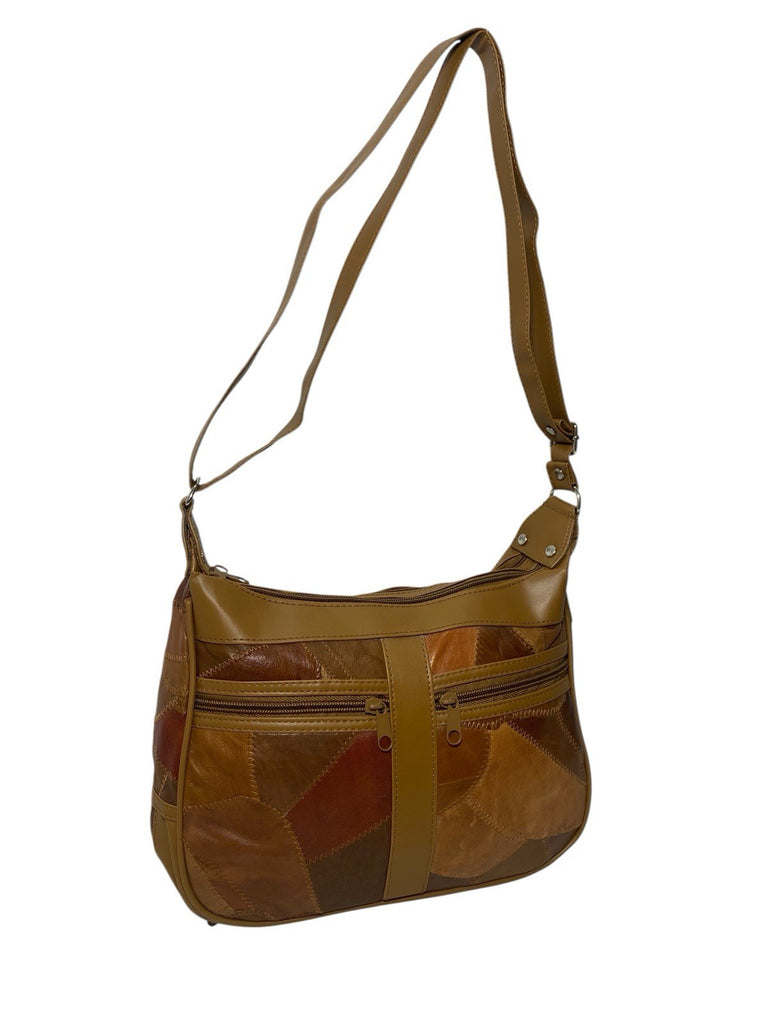 Lorenz Patchwork Leather Twin Top Leather Handbag Shoulder Cross Body Bag New