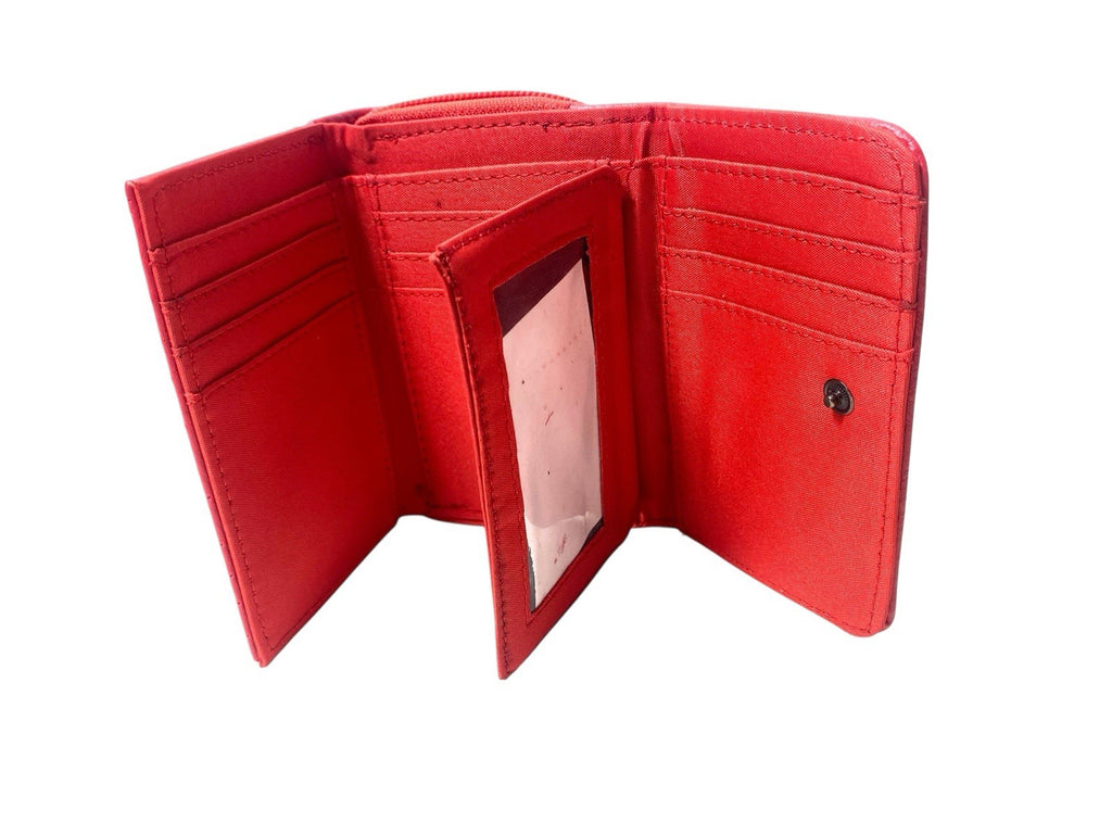 Ladies Trifold Faux Leather Zip Around Coin Notes Credit Card Purse New